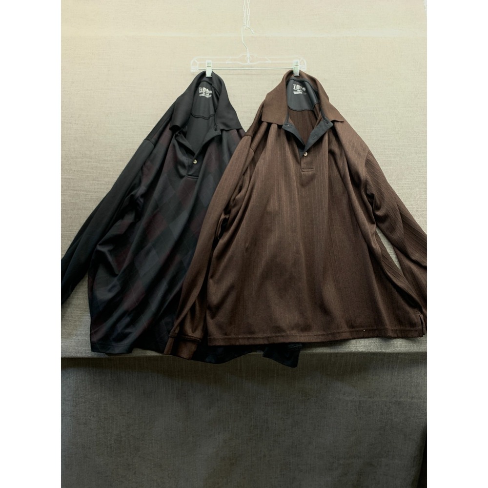 Lot Of 2 PGA Tour Luxury Performance Rugby Shirt Mens XL Black Brown Tennis Golf